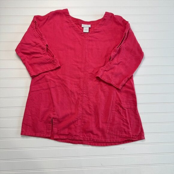Soft Surroundings Tops - Soft Surroundings Bright Pink 3/4 Sleeve Tunic Sleeve Slits E6